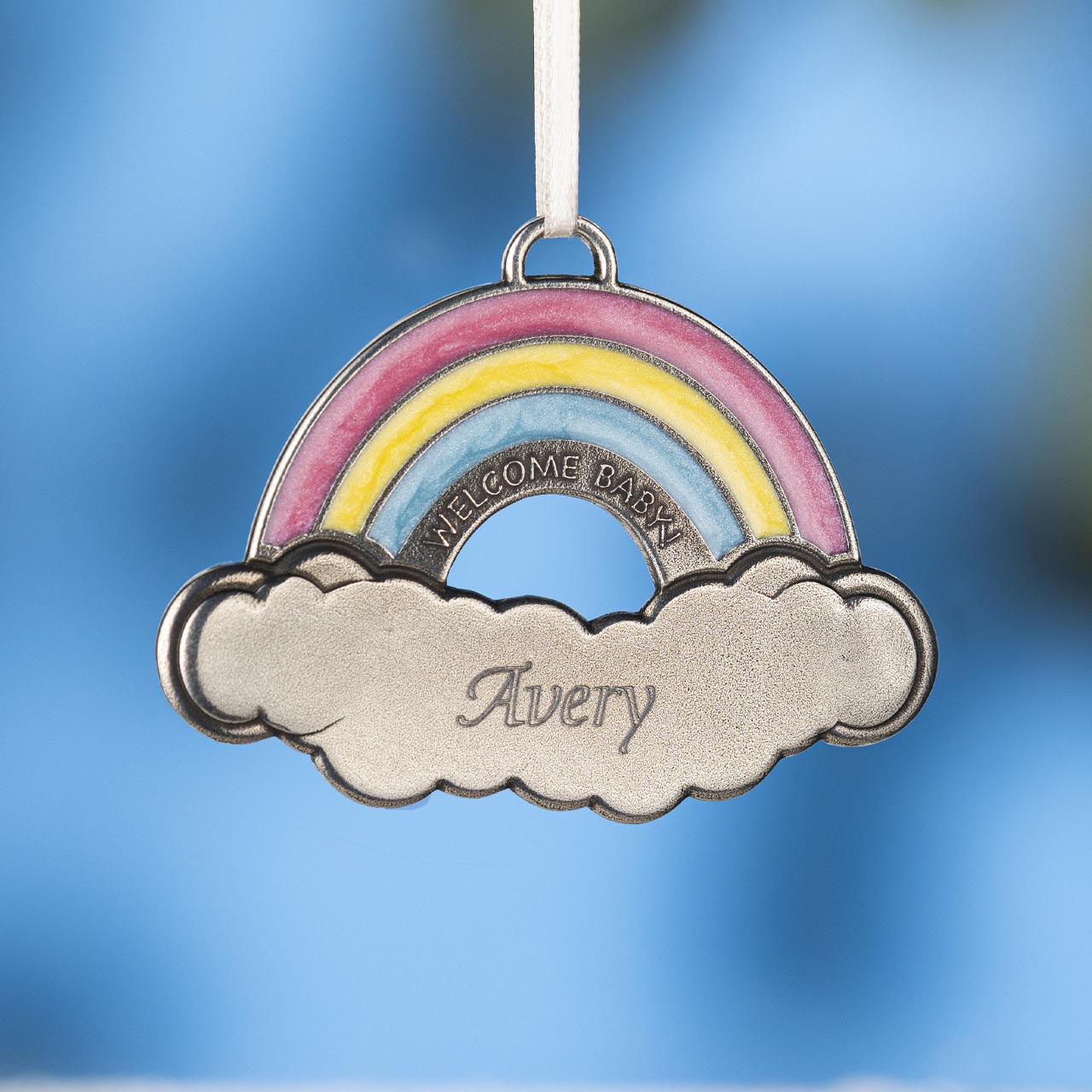 Rainbow welcome baby ornament